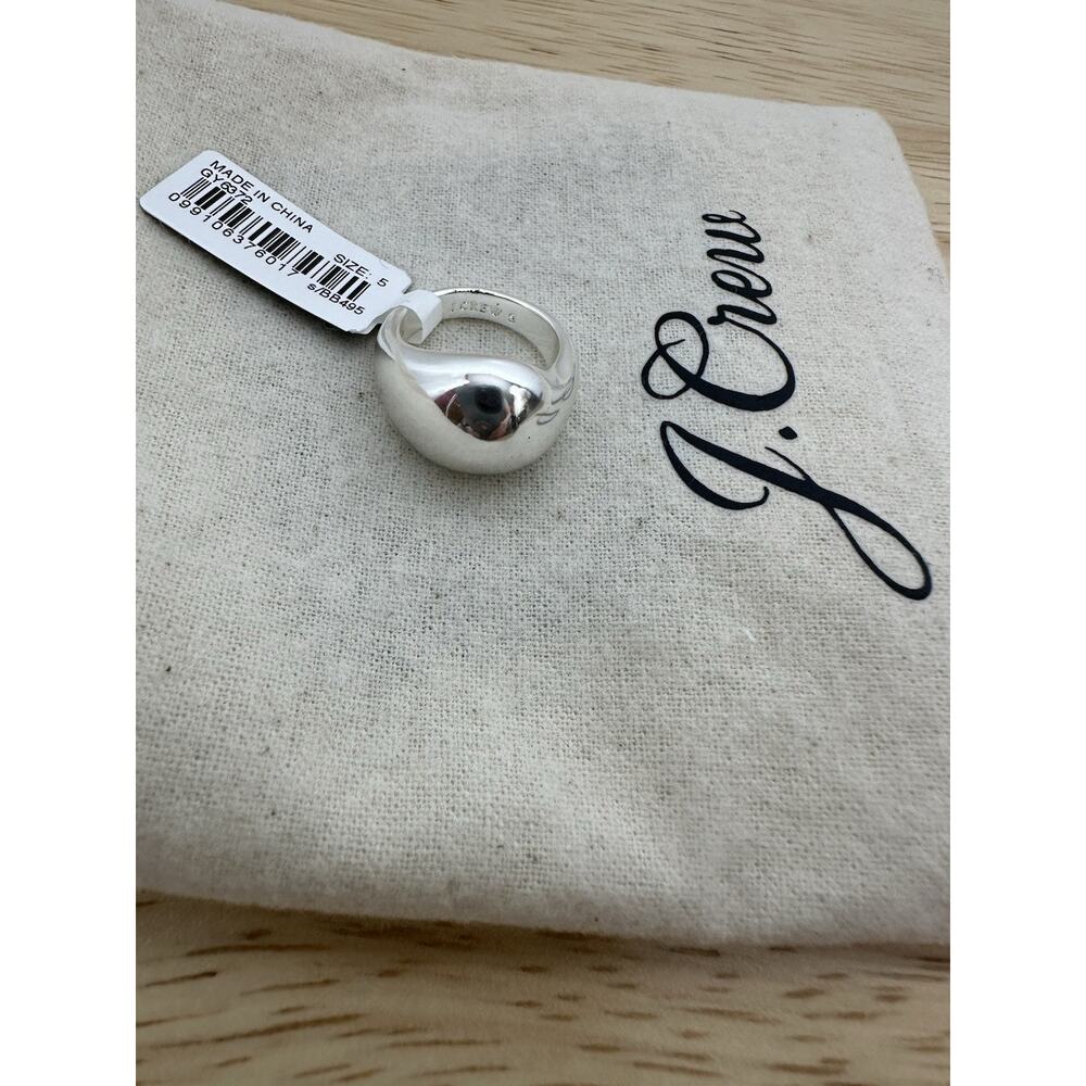 NWT‎ J Crew Silver Sculpted Orb Mirror Ring Silver Size 5 BB495